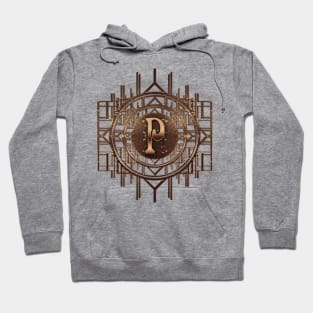 p letter monogrammed alphabet gifts in antique golden vintage style Hoodie